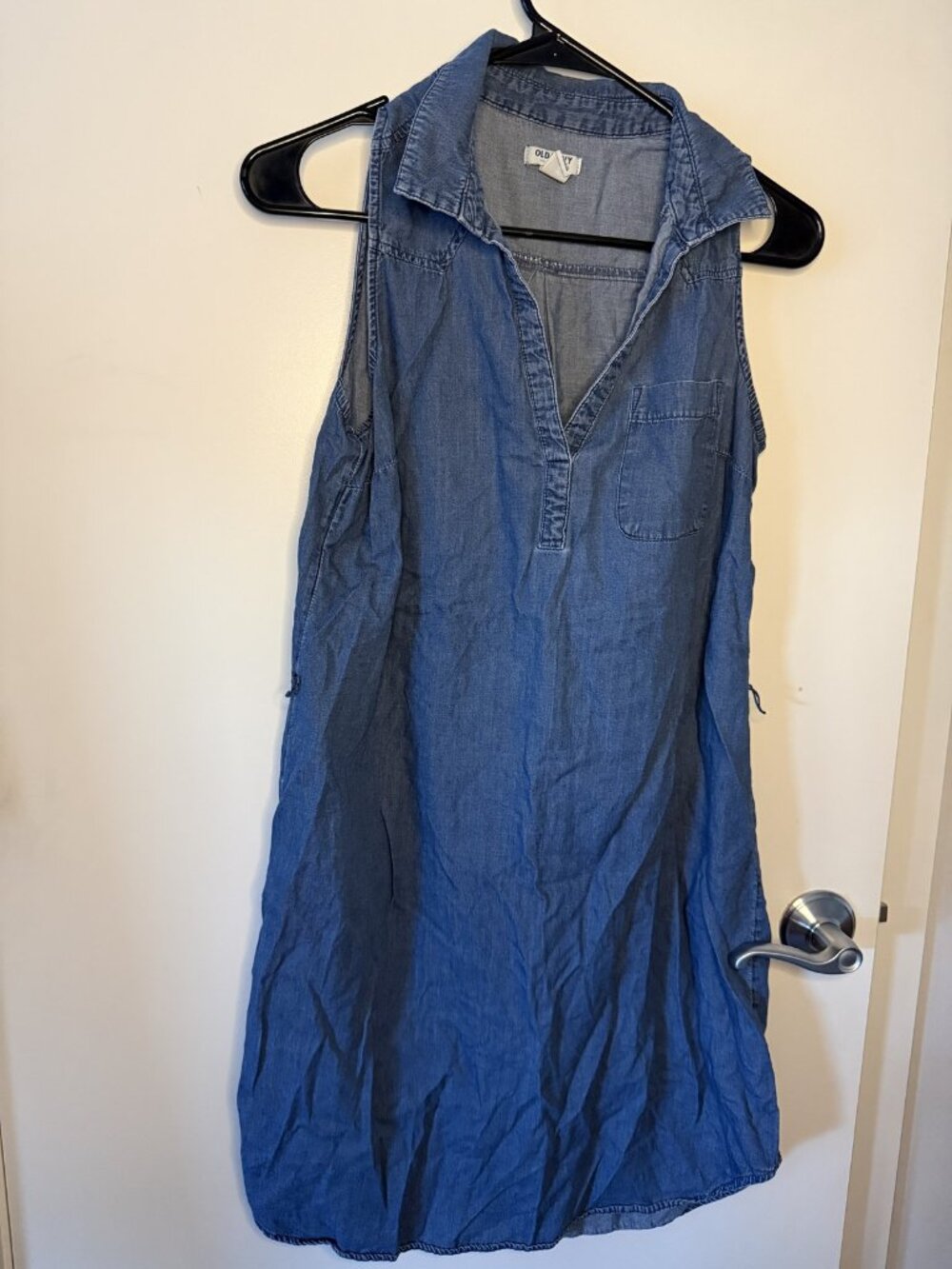 Denim Sleeveless Popover Shirt Dress